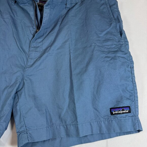 Patagonia Men's Light Blue Flat Front Shorts - Picture 4 of 7